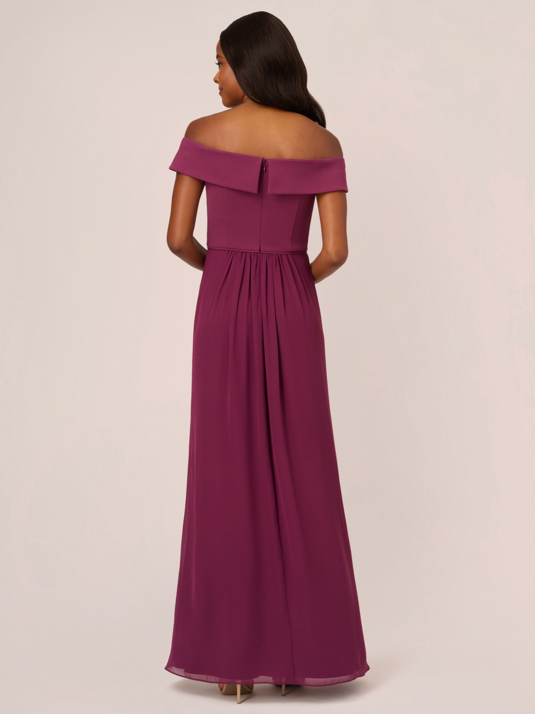 Buy Adrianna Papell Off Shoulder Crepe Chiffon Maxi Dress, Cassis Online at johnlewis.com