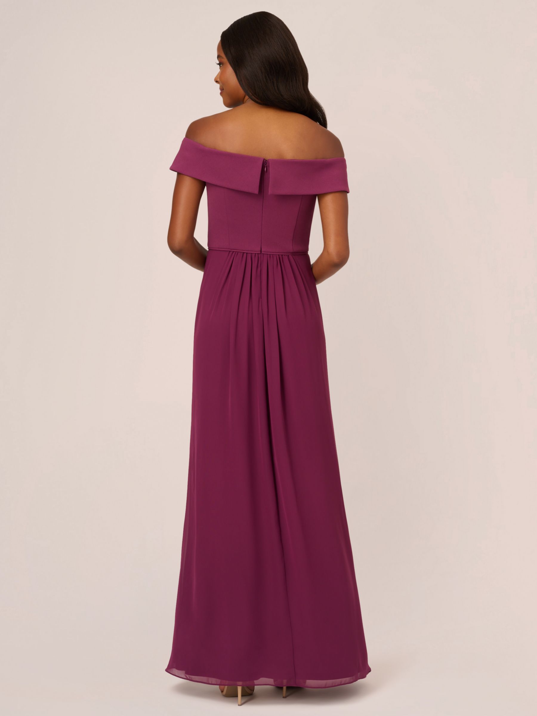 Adrianna Papell Off Shoulder Crepe Chiffon Maxi Dress Cassis at