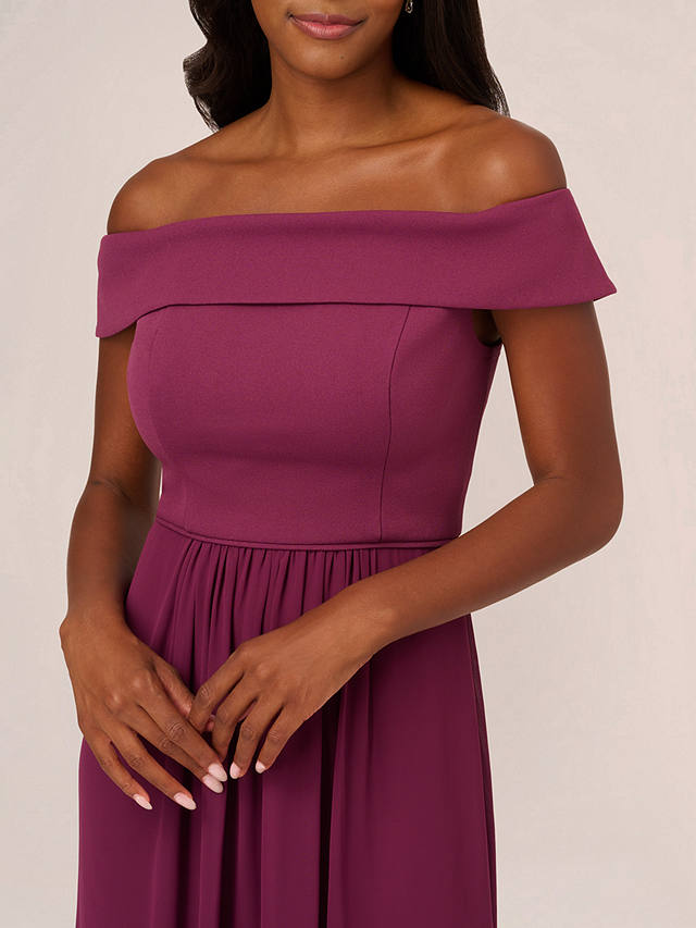 Adrianna Papell Off Shoulder Crepe Chiffon Maxi Dress, Cassis