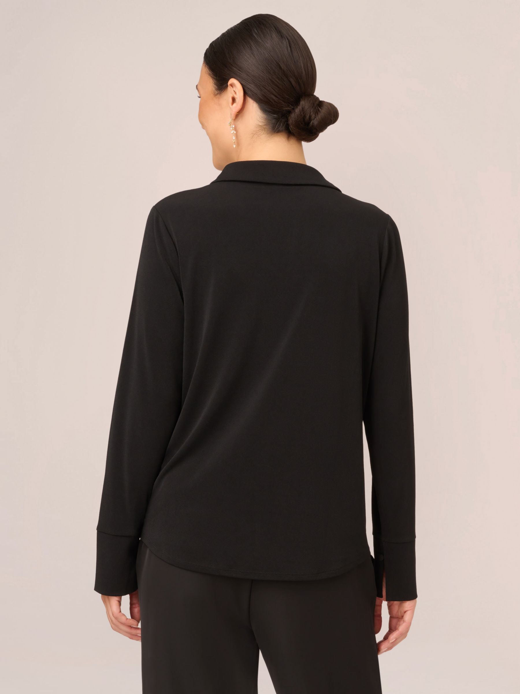 Adrianna Papell Long Sleeve Twist Front Shirt, Black at John Lewis ...