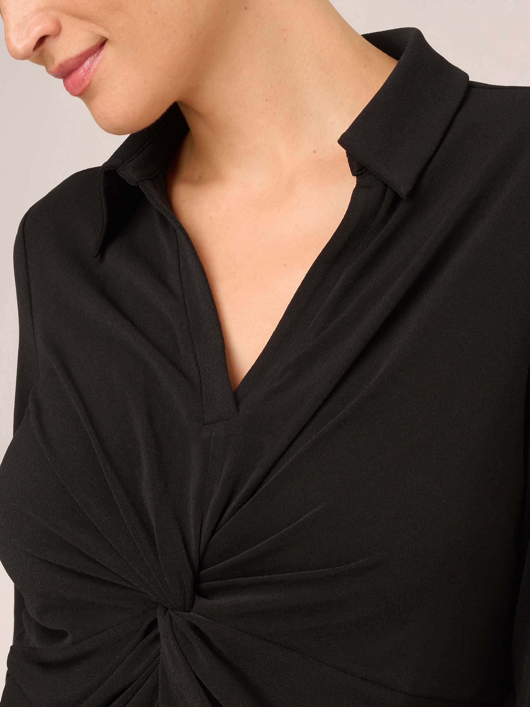 Buy Adrianna Papell Long Sleeve Twist Front Shirt, Black Online at johnlewis.com