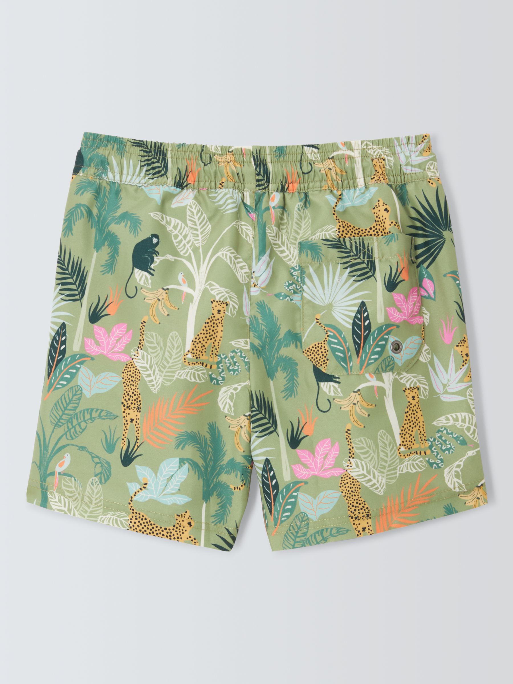 John Lewis Kids' Palm Tree Swim Shorts, Khaki/Multi, 2 years