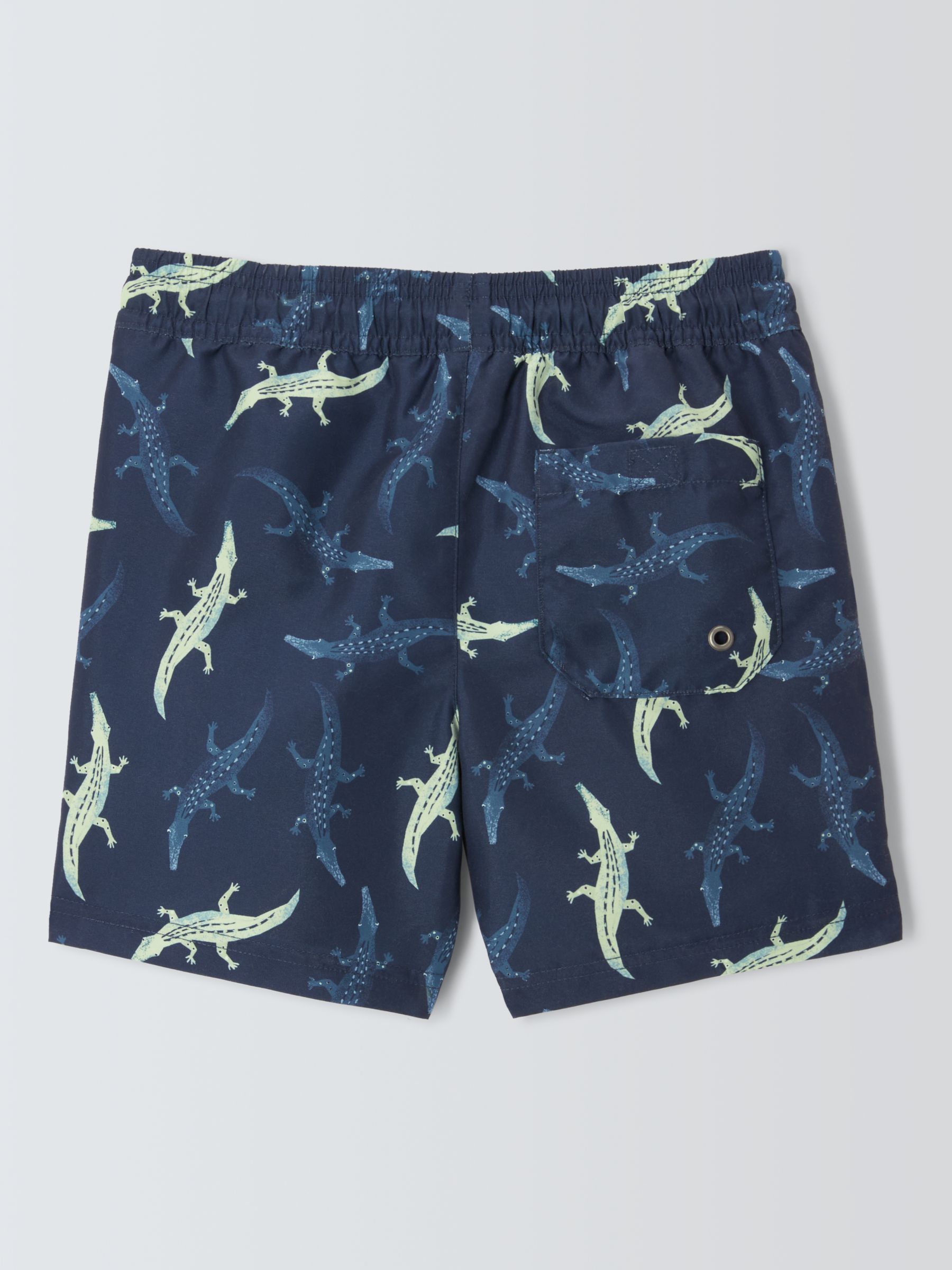 John Lewis Kids' Crocodile Print Swim Shorts, Navy/Multi, 7 years