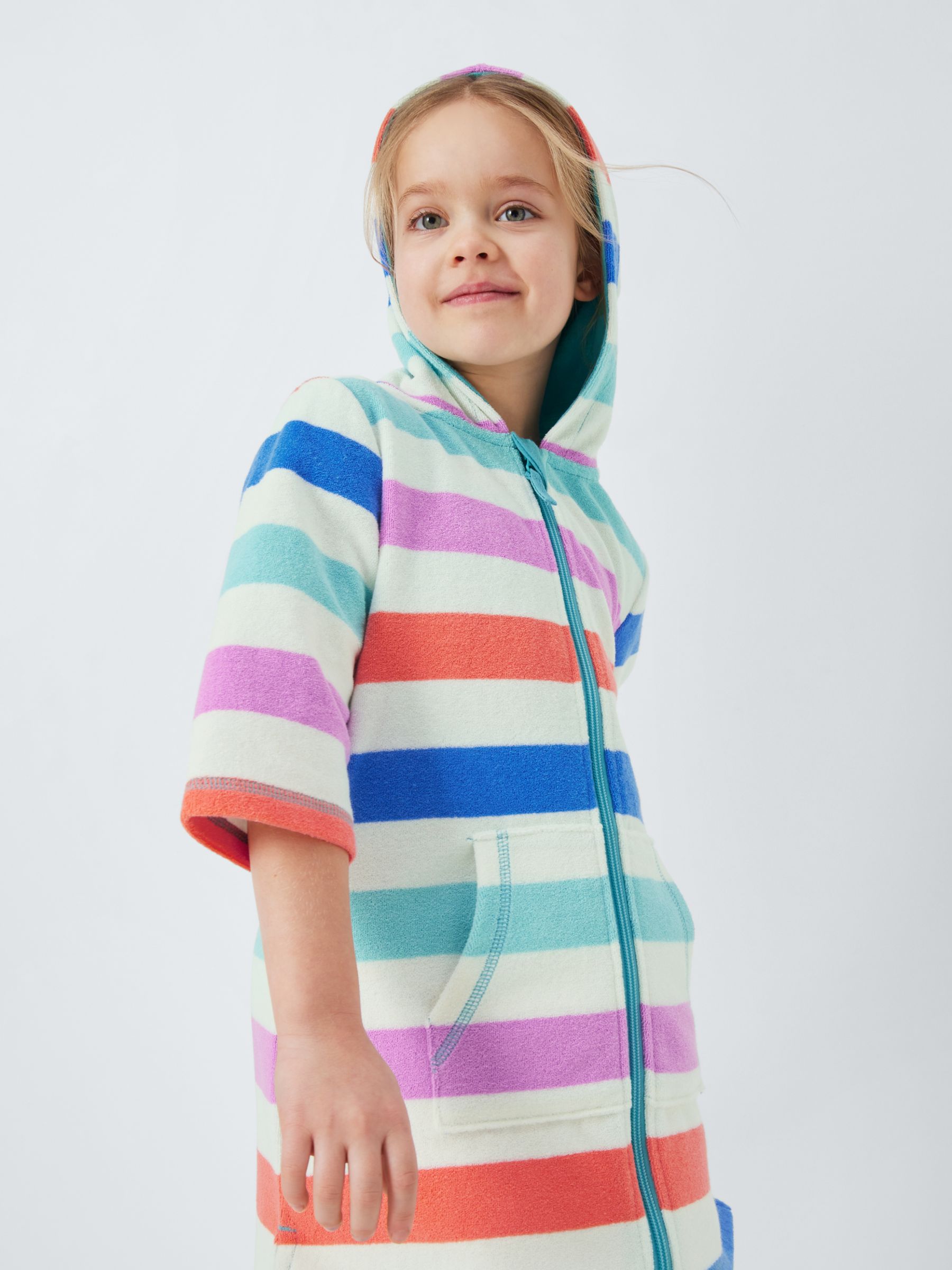 Buy John Lewis Kids' Stripe Towelling Zip Through Throw On, Multi Online at johnlewis.com