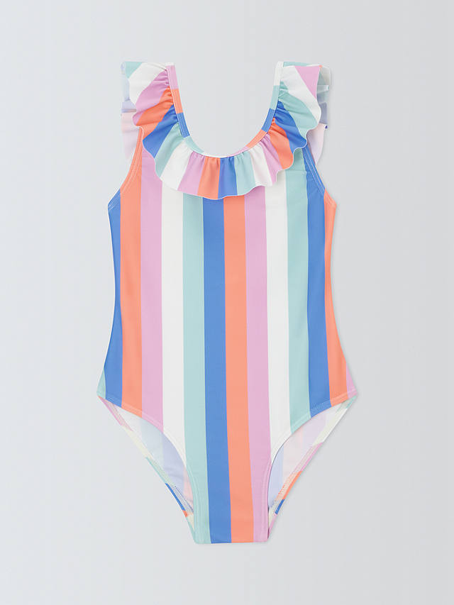 John Lewis Kids' Stripe Ruffle Swimsuit, Multi