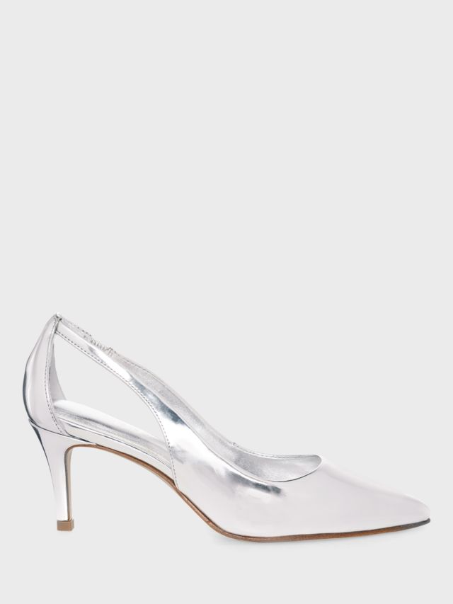 Hobbs Natasha Leather Court Shoes, Silver, 3