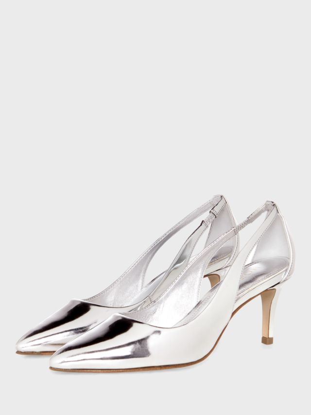 Hobbs Natasha Leather Court Shoes, Silver, 3