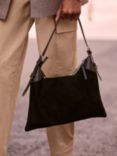 Mint Velvet Suede Slouch Shoulder Bag, Black