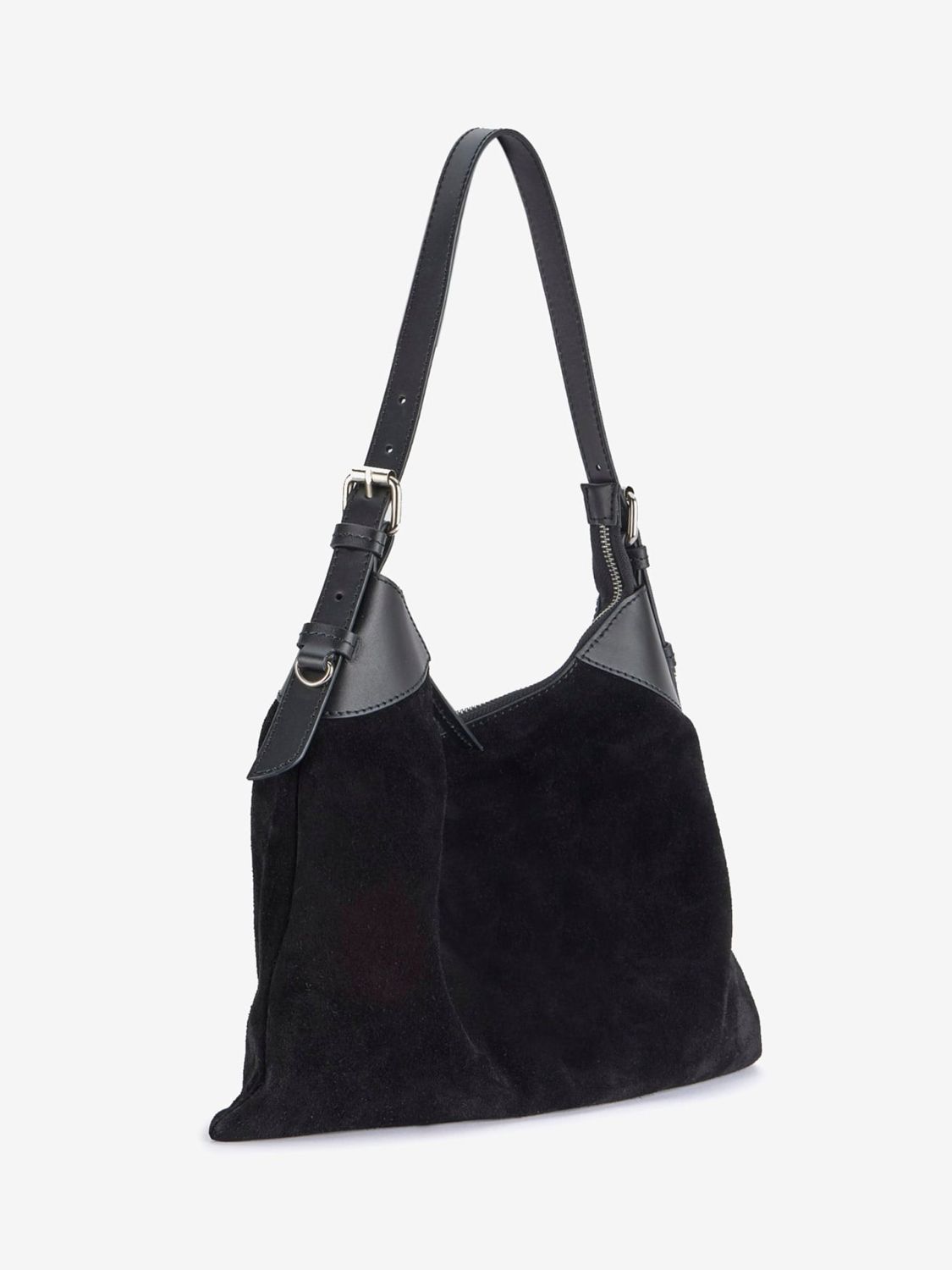 Mint Velvet Suede Slouch Shoulder Bag, Black at John Lewis & Partners