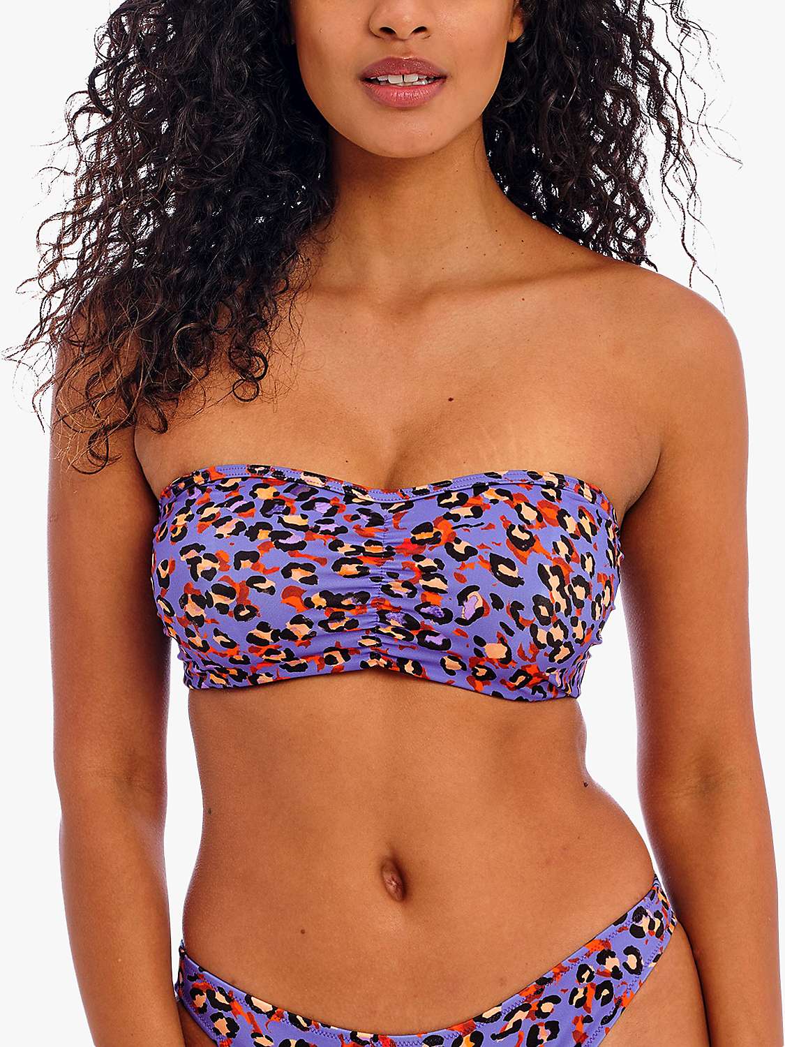 Buy Freya San Tiago Nights Leopard Print Bandeau Bikini Top, Blue/Multi Online at johnlewis.com