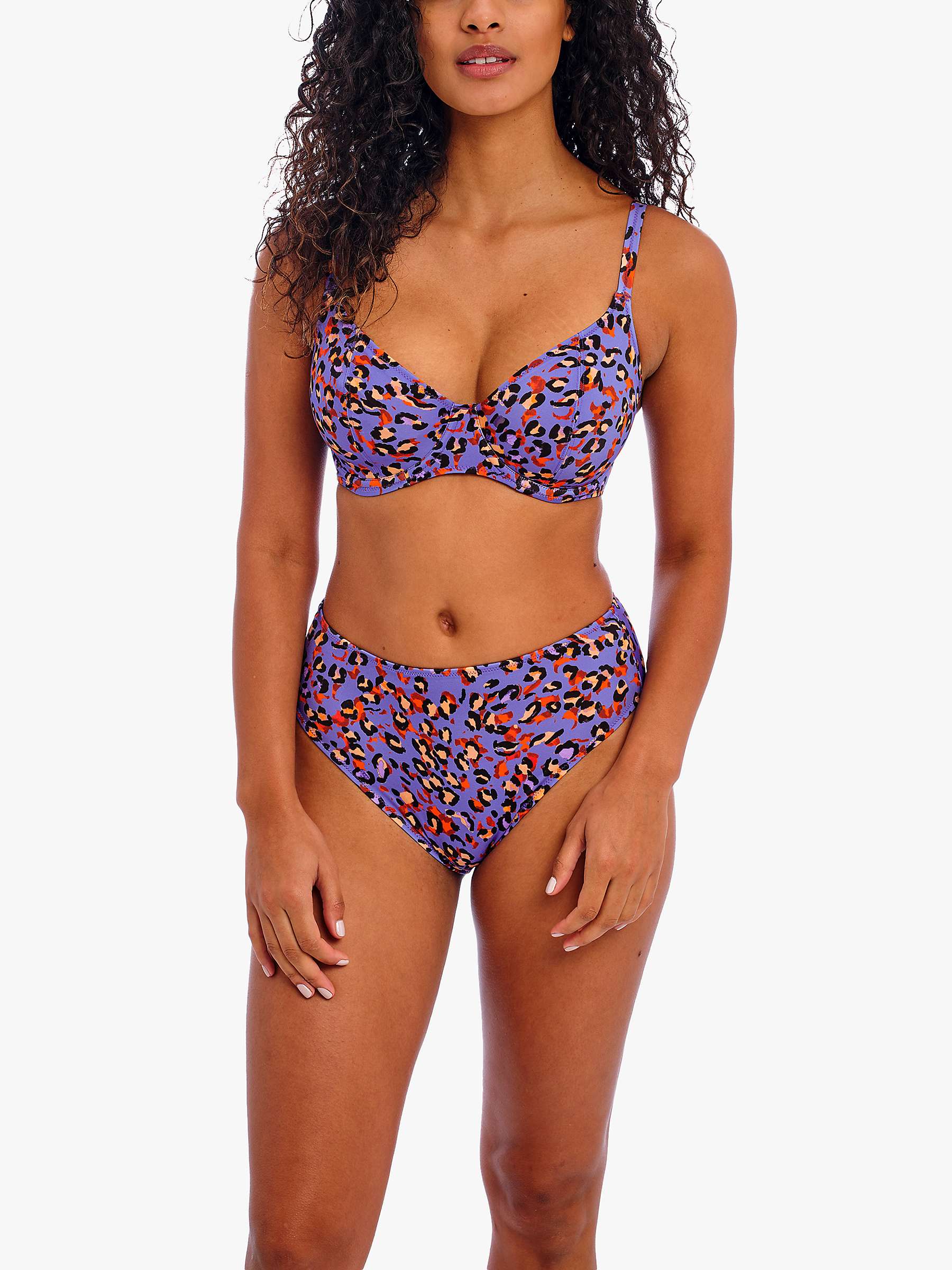 Buy Freya San Tiago Nights Leopard Print Plunge Bikini Top, Blue/Multi Online at johnlewis.com