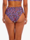 Freya San Tiago Nights Leopard Print High Waist Bikini Bottoms, Blue/Multi