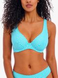 Freya Jewel Cove Stripe Underwired Plunge Bikini Top, Turquoise/Multi