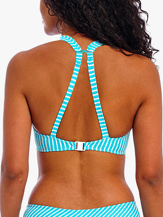 Freya Jewel Cove Stripe Underwired Plunge Bikini Top, Turquoise/Multi