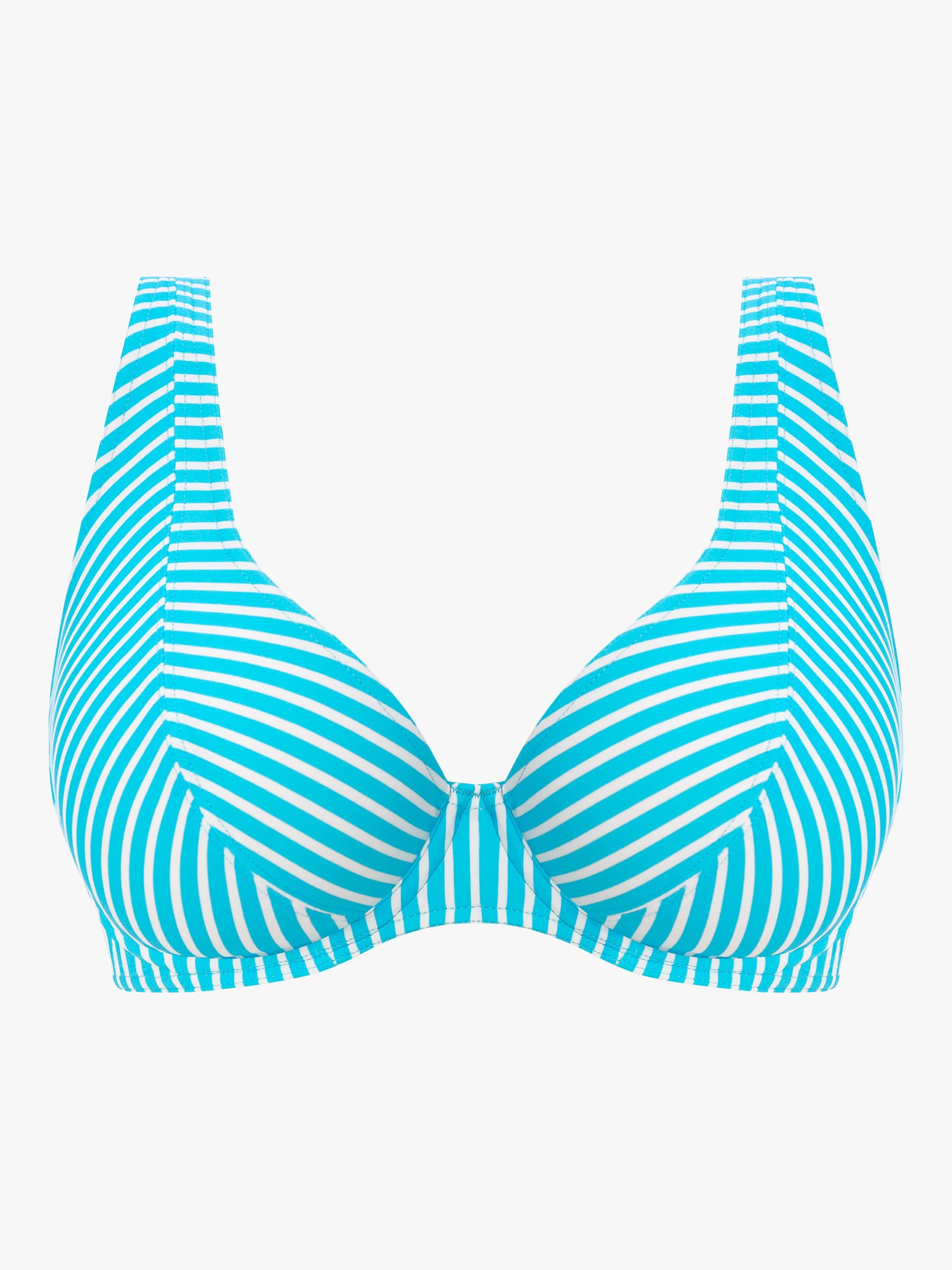 Freya Jewel Cove Stripe Underwired Plunge Bikini Top, Turquoise/Multi, 34F
