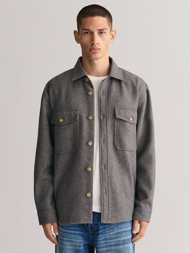 GANT Wool Blend Overshirt, 093 Grey Melange