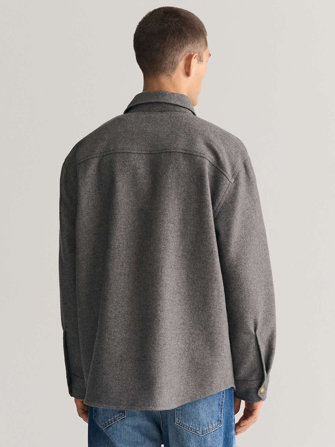 Buy GANT Wool Blend Overshirt, 093 Grey Melange Online at johnlewis.com