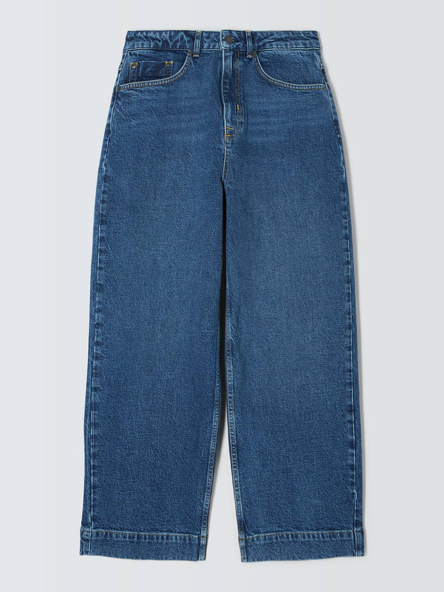 John Lewis Premium Cropped Straight Fit Jeans, Mid Wash