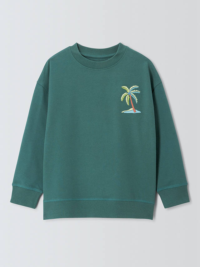 John Lewis Kids' Palm Tree Graphic Print Sweatshirt, Green