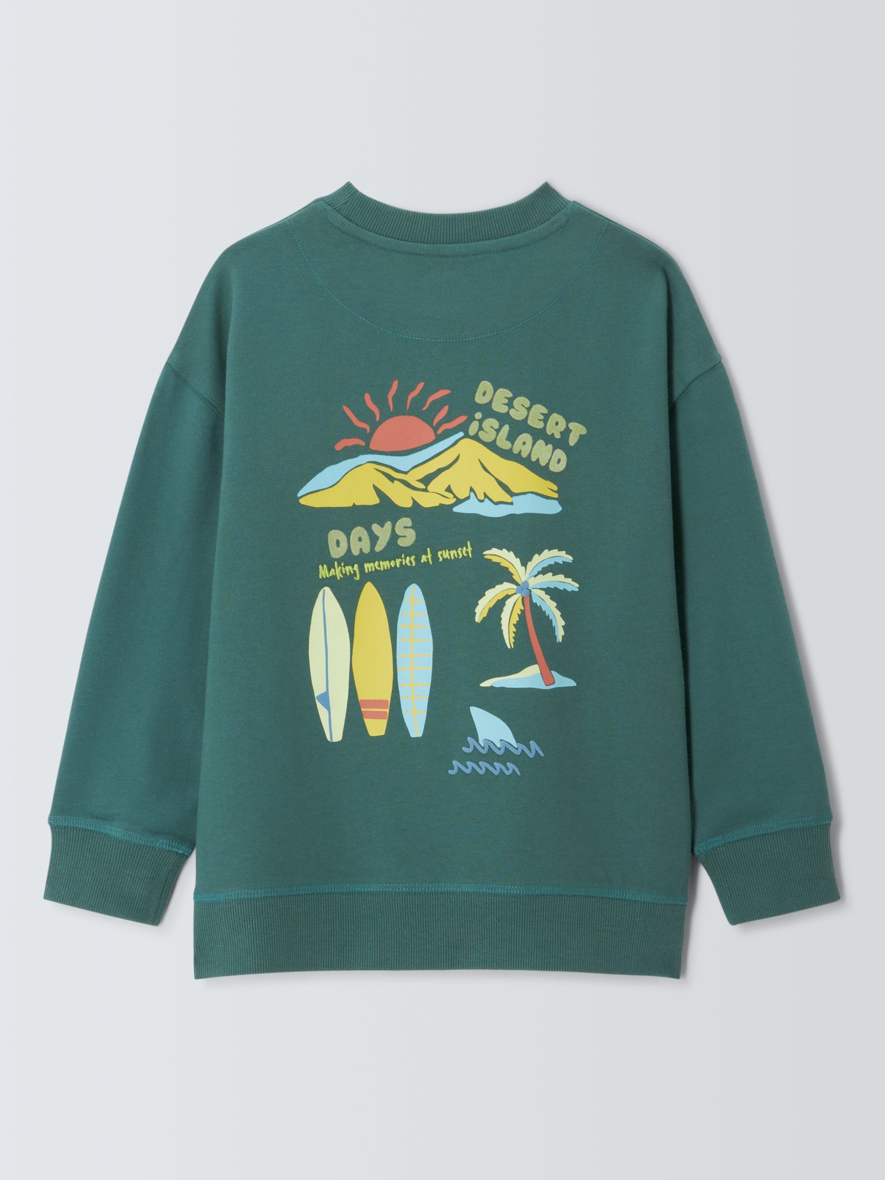 John Lewis Kids' Palm Tree Graphic Print Sweatshirt, Green