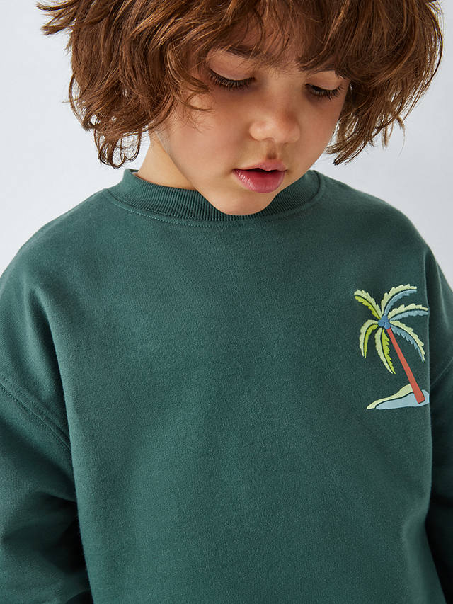 John Lewis Kids' Palm Tree Graphic Print Sweatshirt, Green