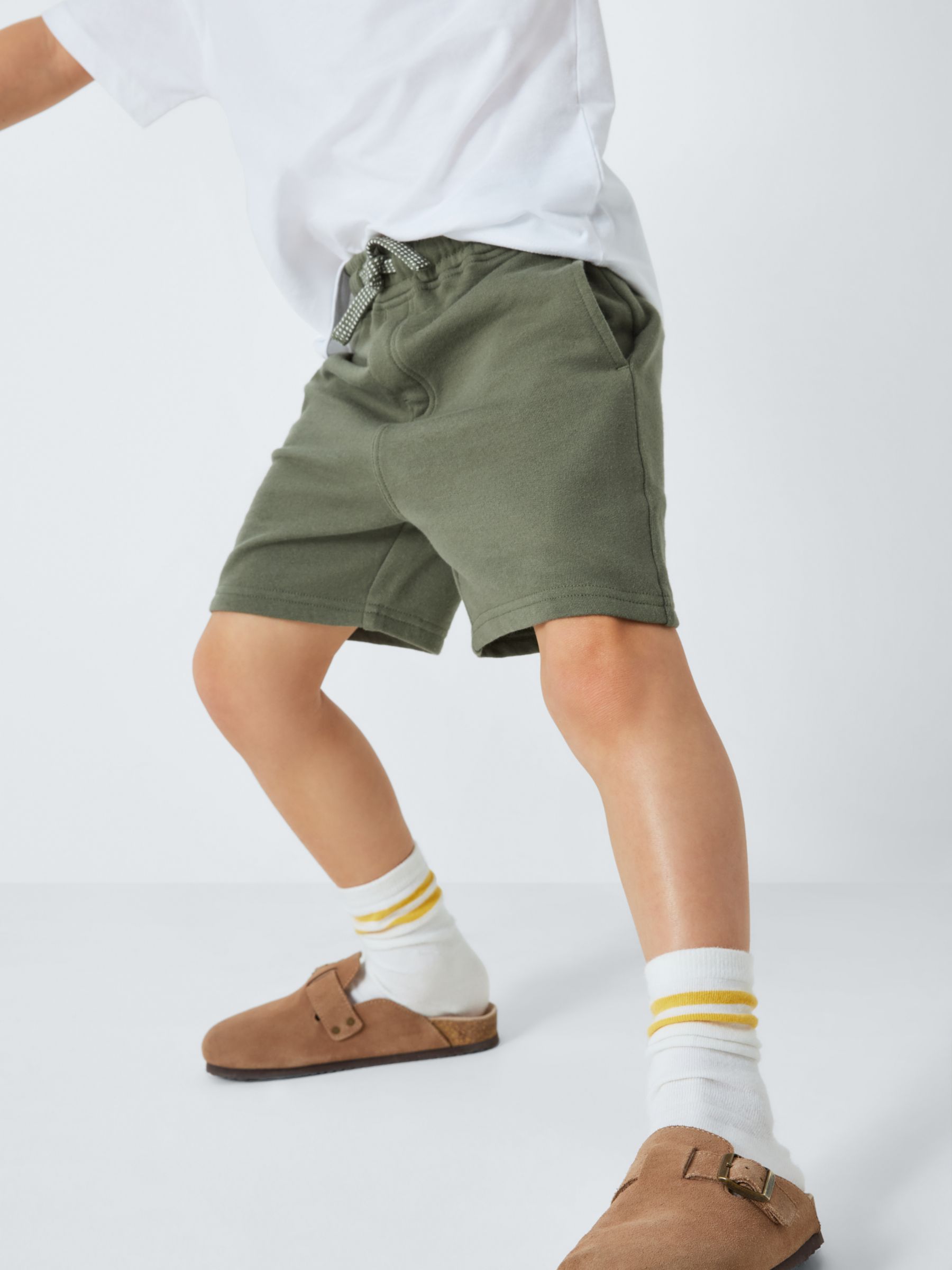John Lewis Kids' Plain Jogger Shorts, Pack of 2, Blue/Khaki, 7 years