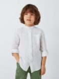 John Lewis Kids' Grandad Collar Linen Blend Shirt, White