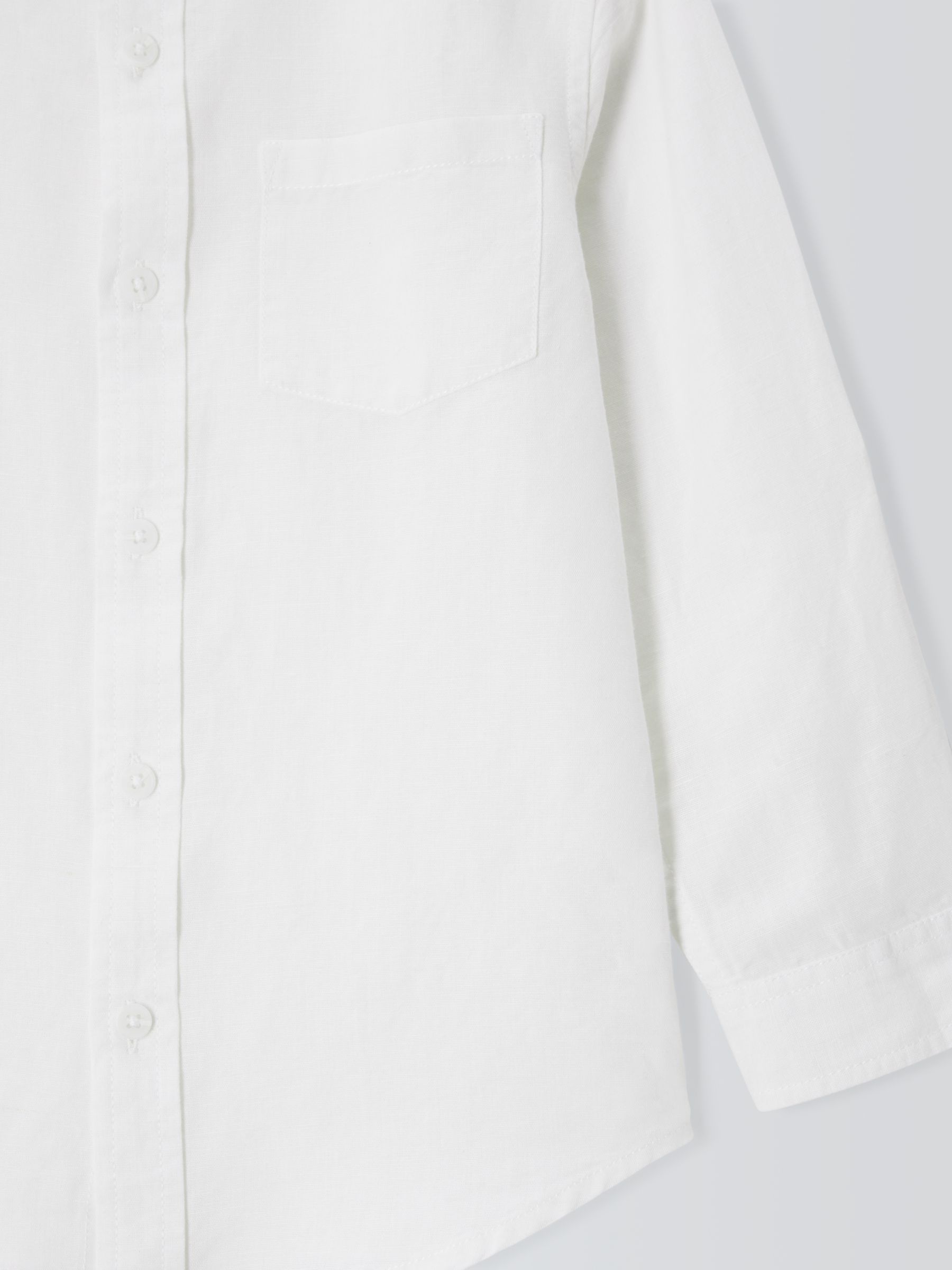 John Lewis Kids' Grandad Collar Linen Blend Shirt, White, 8 years