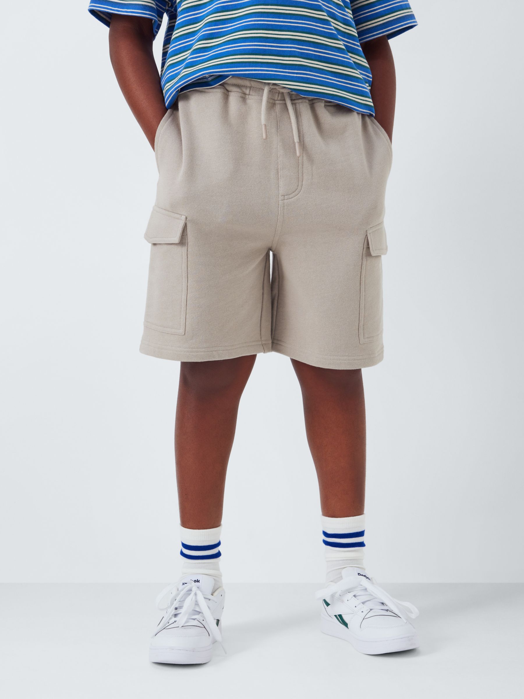 John Lewis Kids' Jersey Cargo Shorts, Light Grey, 8 years