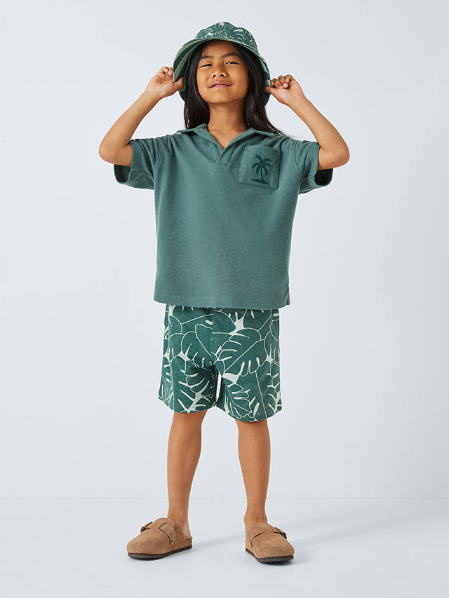 John Lewis Kids' Palm Leaf Print Jersey Shorts, Green