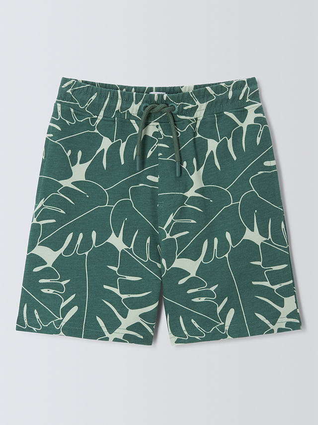 John Lewis Kids' Palm Leaf Jersey Shorts, Green