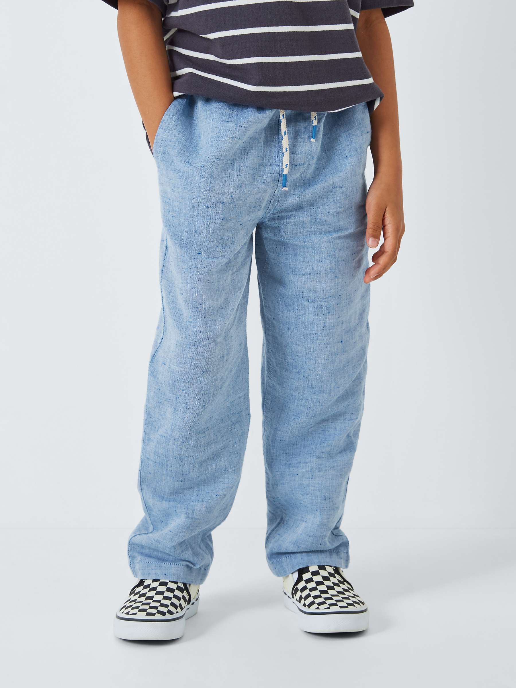 Buy John Lewis Kids' Chambray Linen Blend Trousers, Blue Online at johnlewis.com