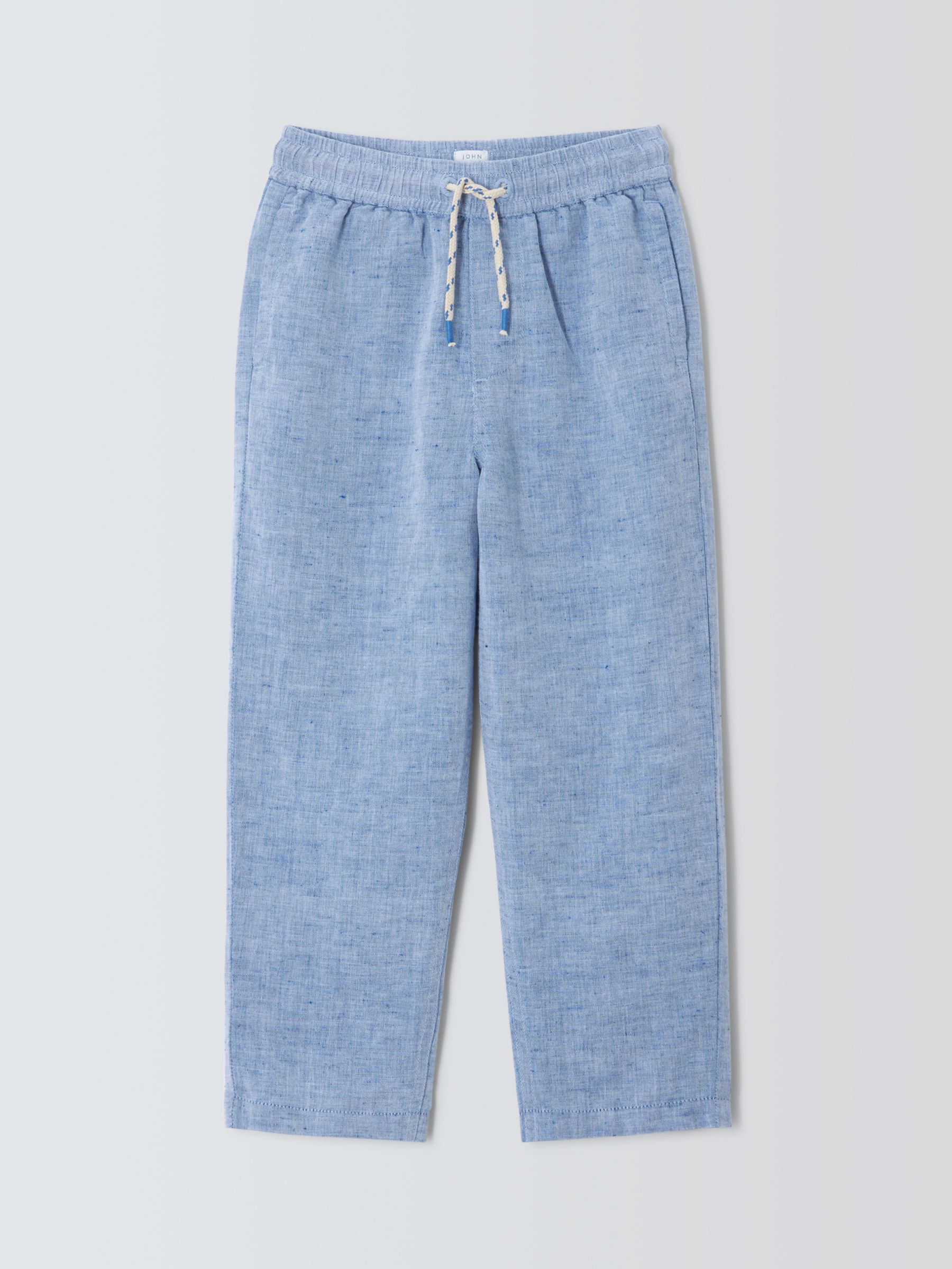 Buy John Lewis Kids' Chambray Pull On Linen Blend Trousers, Blue Online at johnlewis.com