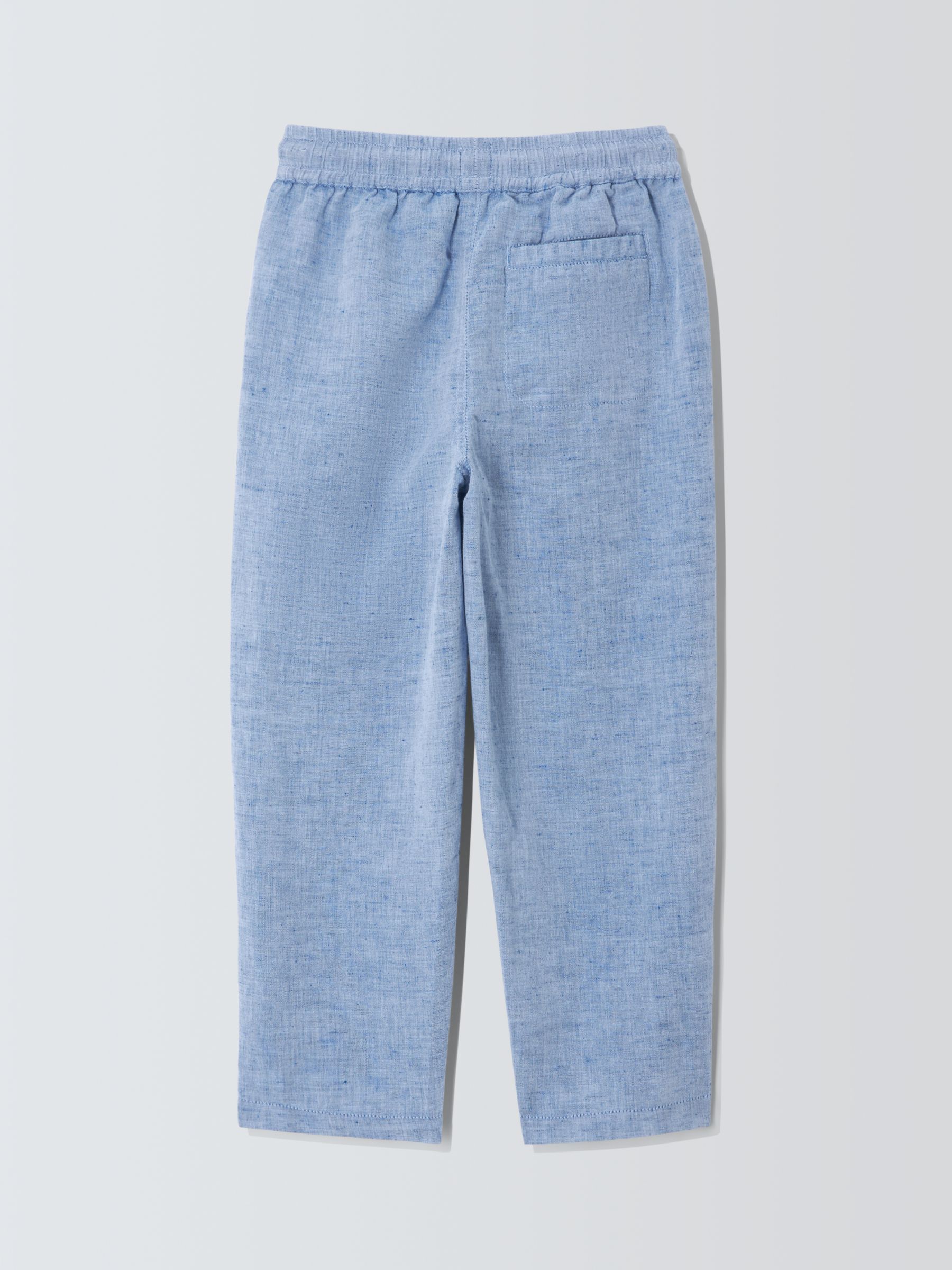 Buy John Lewis Kids' Chambray Pull On Linen Blend Trousers, Blue Online at johnlewis.com
