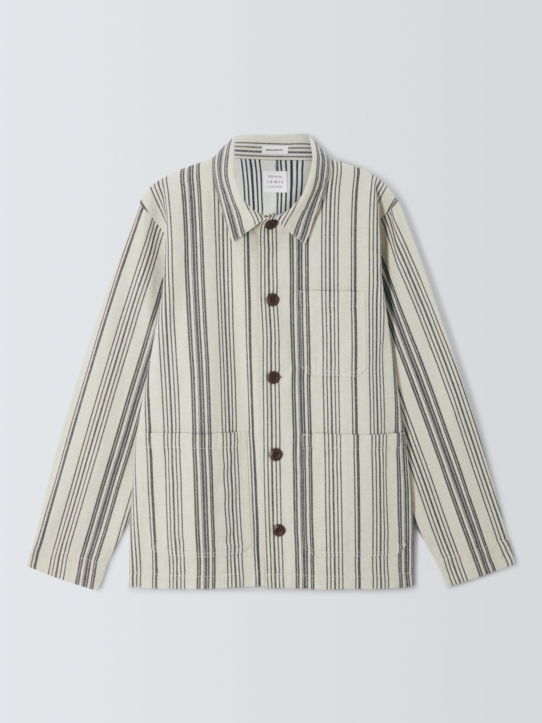John Lewis Linen Blend Stripe Jacket, Ecru/Navy, S