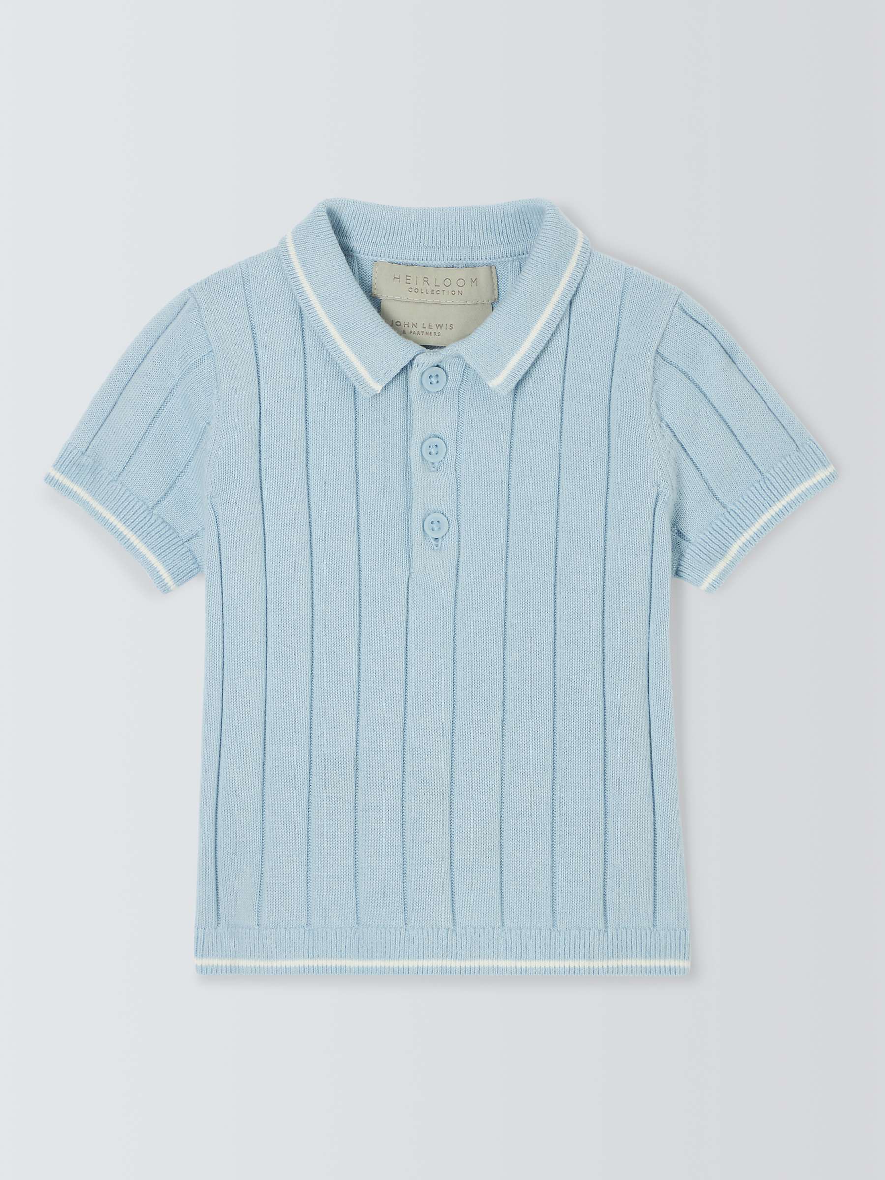 Buy John Lewis Heirloom Collection Baby Ribbed Polo Shirt, Blue Online at johnlewis.com