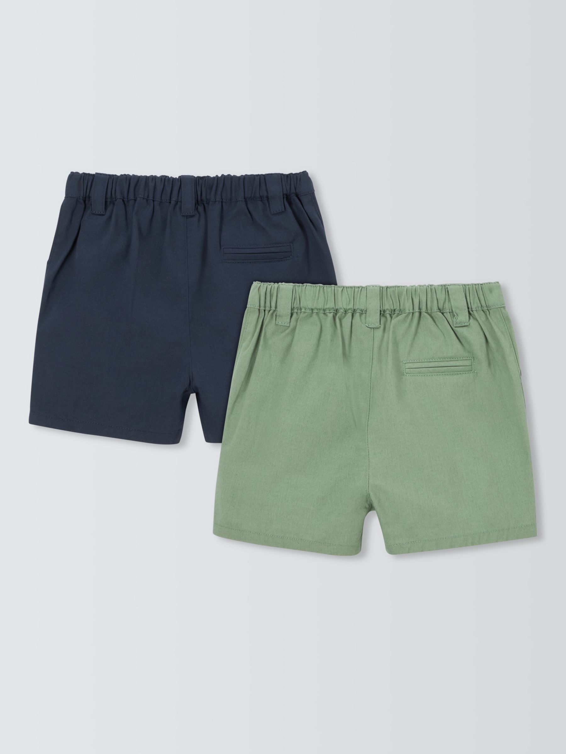 John Lewis Heirloom Collection Baby Chino Shorts, Pack of 2, Green/Navy, 6-9 months