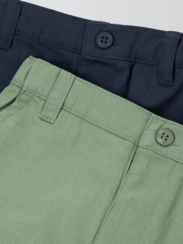 John Lewis Heirloom Collection Baby Chino Shorts, Pack of 2, Green/Navy