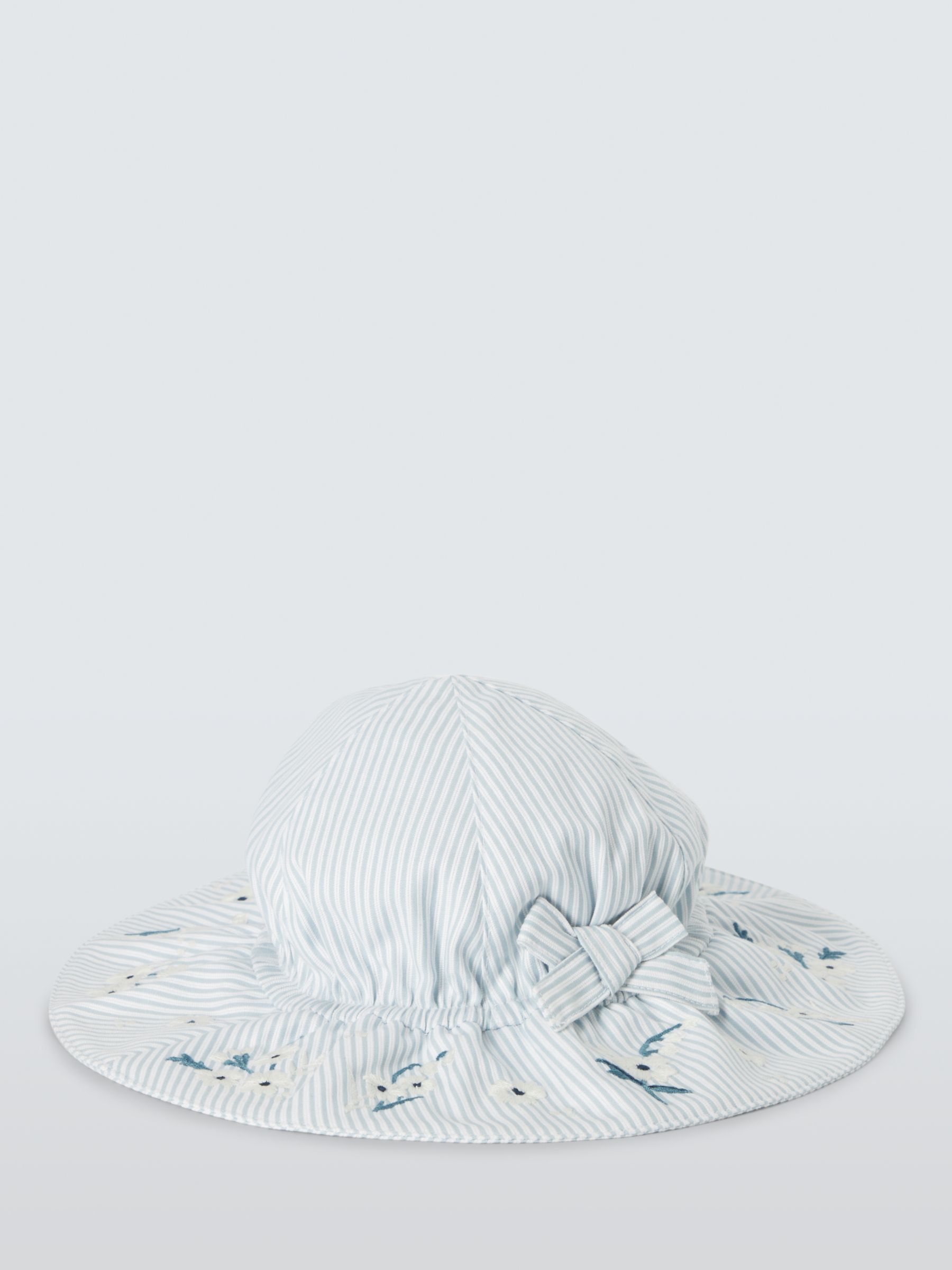 John Lewis Heirloom Collection Baby Floral Stripe Hat, Blue, 12-24 months
