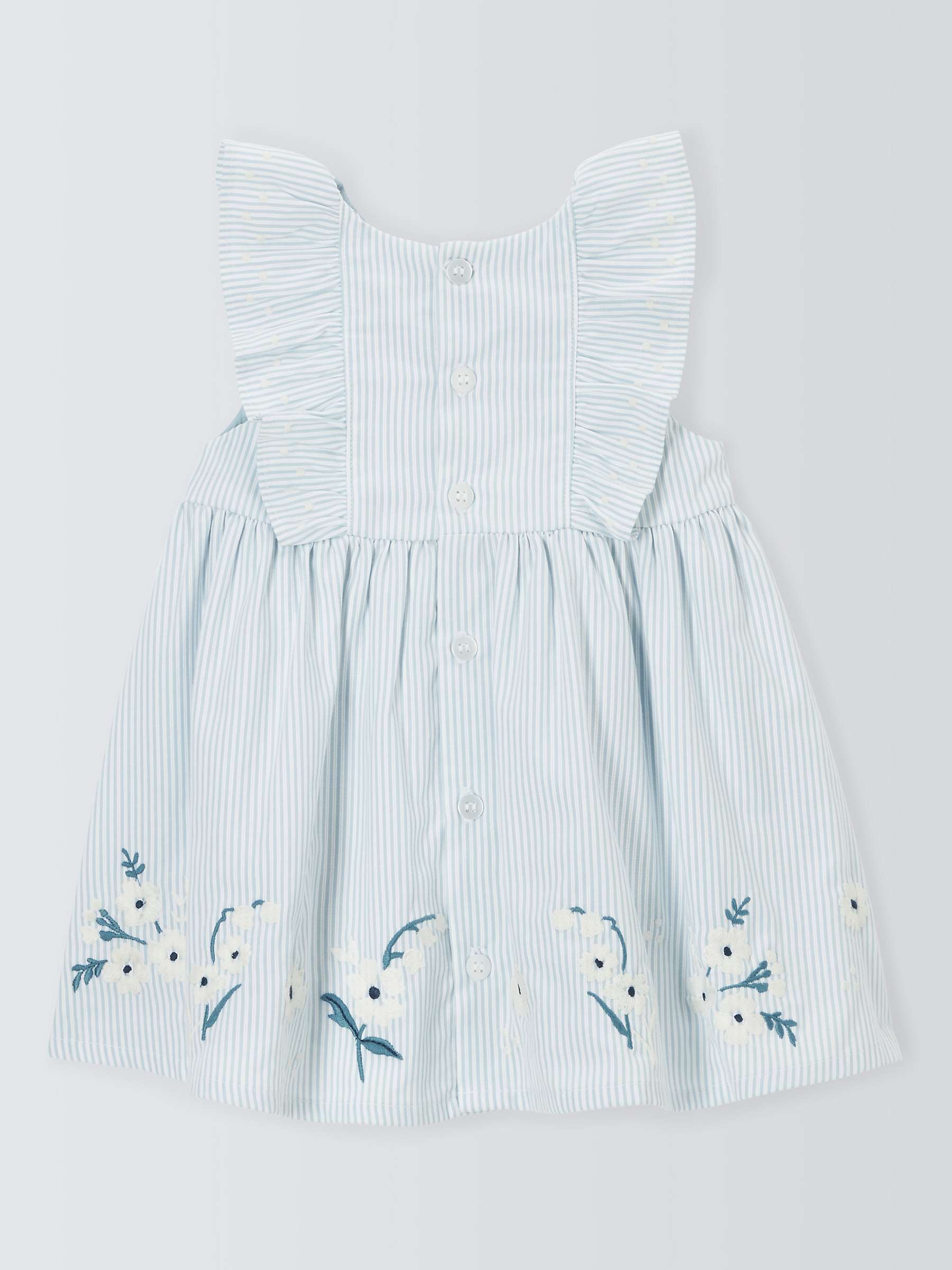 Buy John Lewis Heirloom Collection Baby Embroidered Floral Stripe Dress, Blue Online at johnlewis.com