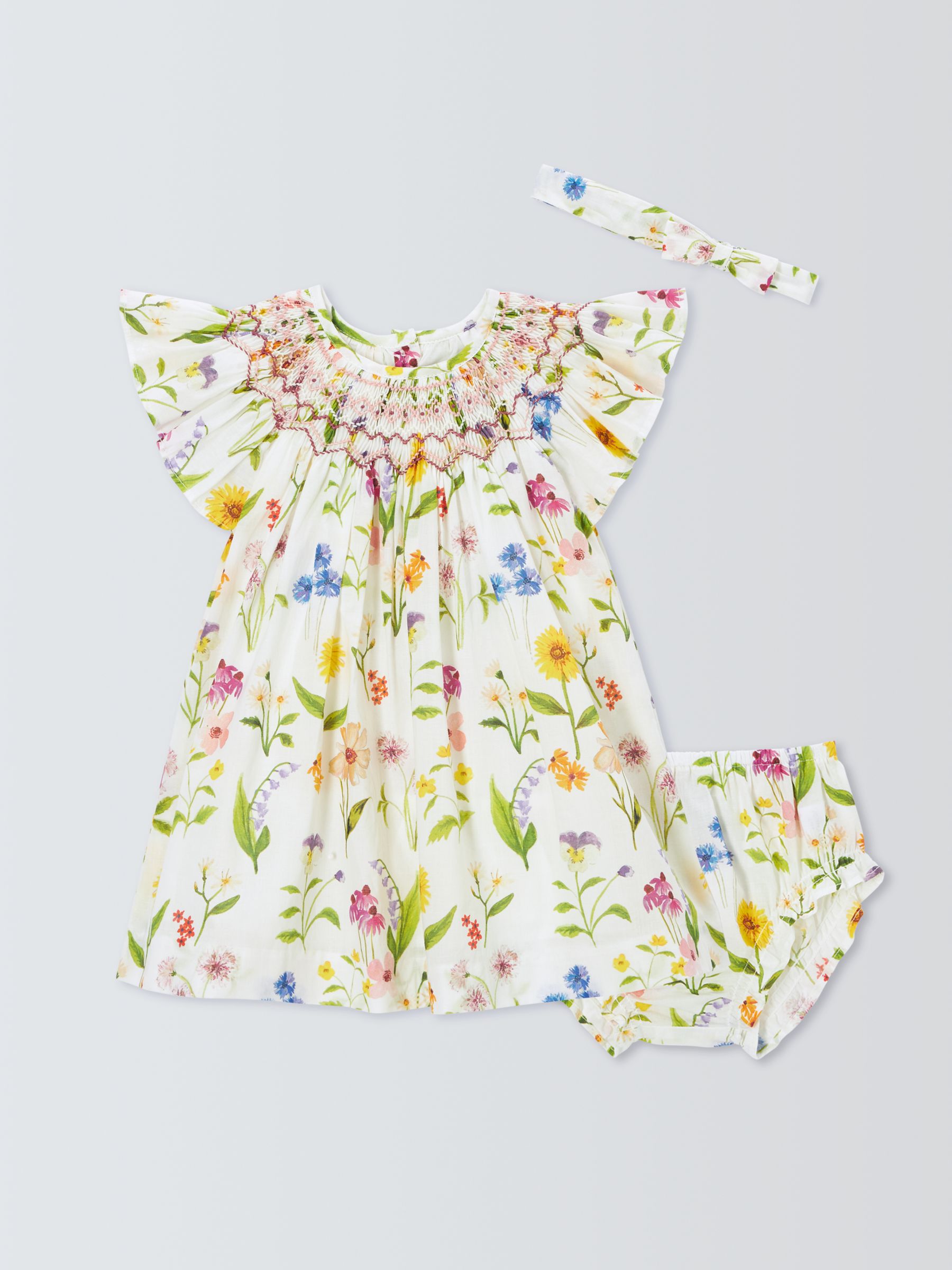 John Lewis Heirloom Collection Baby Floral Print  Dress, Bloomers and Headband Set, Multi, 6-9 months