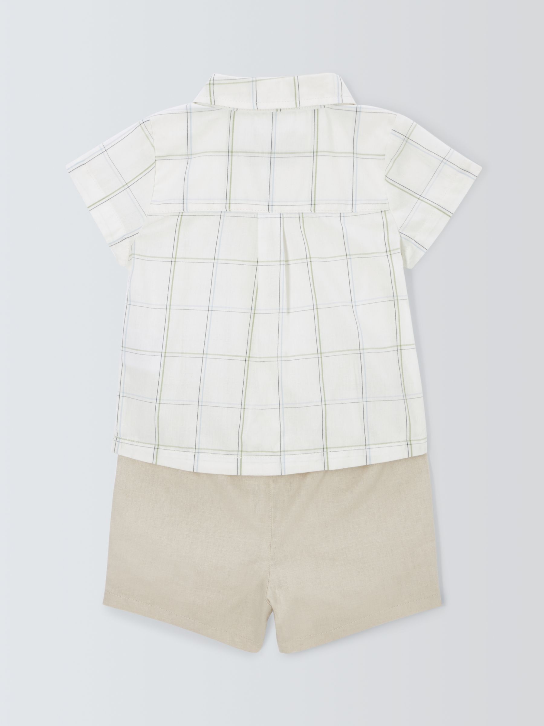 John Lewis Heirloom Collection Baby Linen Blend Shirt & Shorts Set, Neutrals, 6-9 months