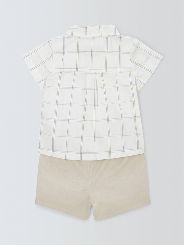 John Lewis Heirloom Collection Baby Linen Blend Shirt & Shorts Set, Neutrals