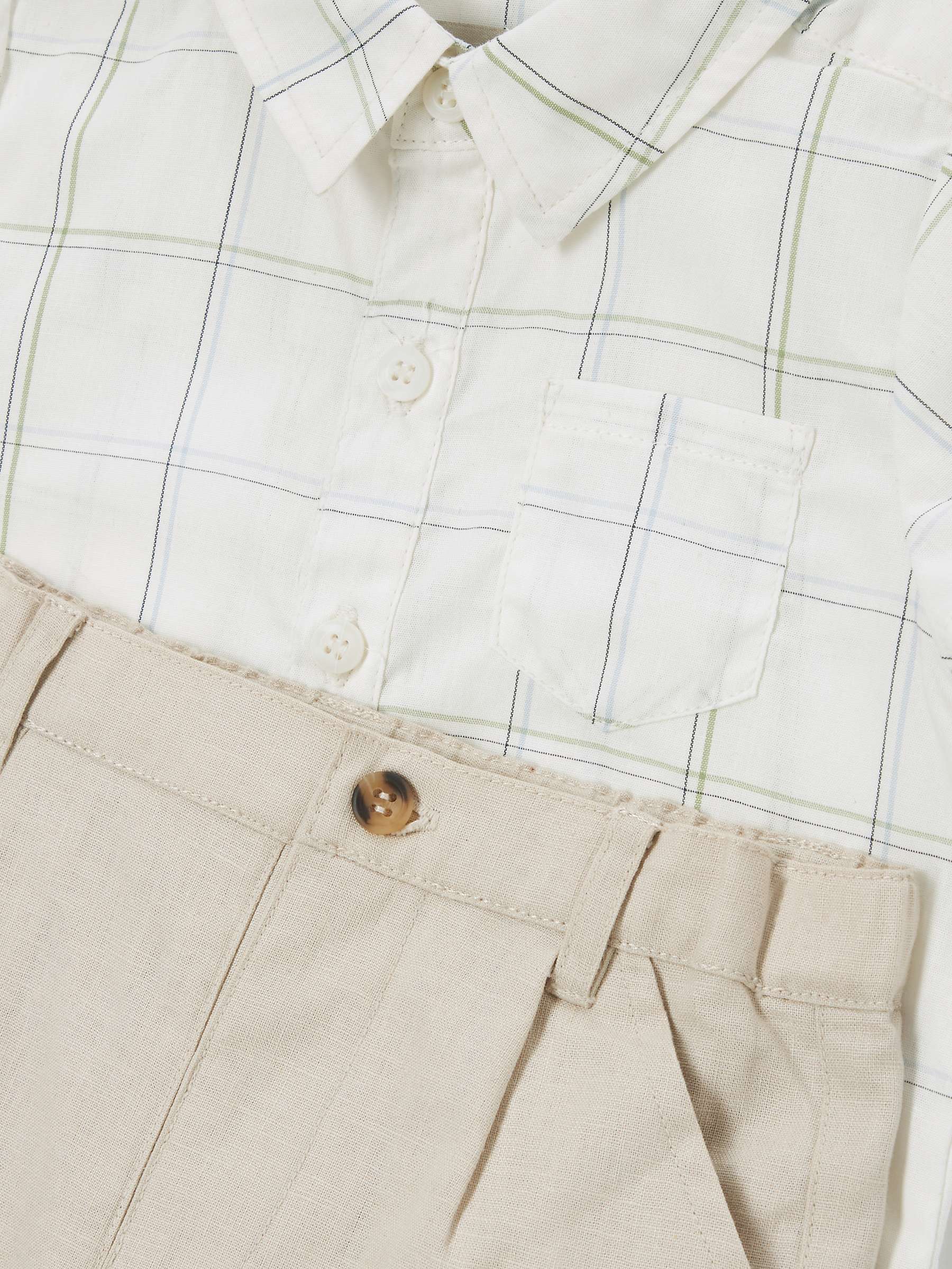 Buy John Lewis Heirloom Collection Baby Linen Blend Shirt & Shorts Set, Neutrals Online at johnlewis.com