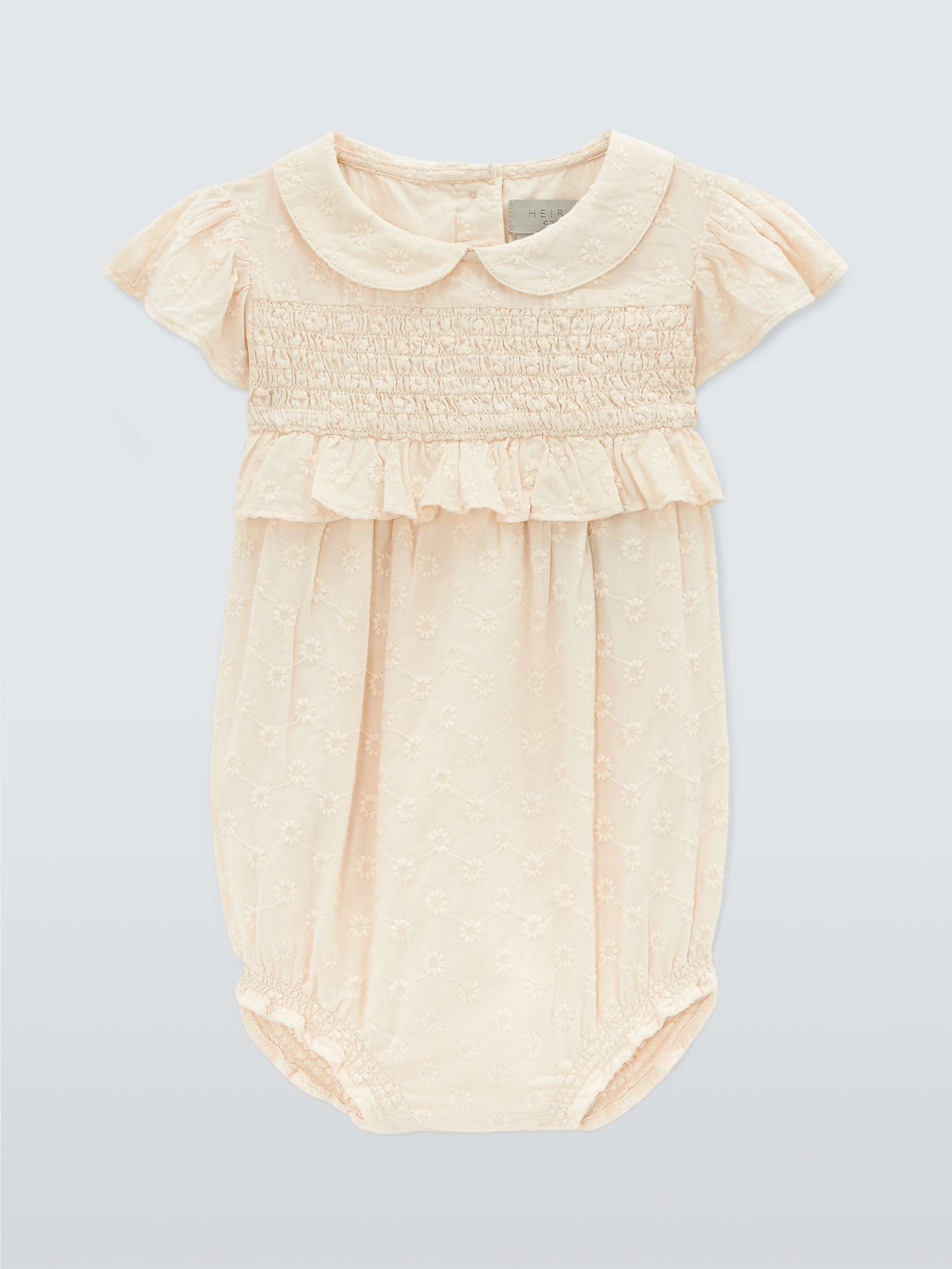 Buy John Lewis Heirloom Collection Baby Cotton Textured Romper, Natural Sand Online at johnlewis.com
