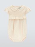 John Lewis Heirloom Collection Baby Cotton Textured Romper, Natural Sand
