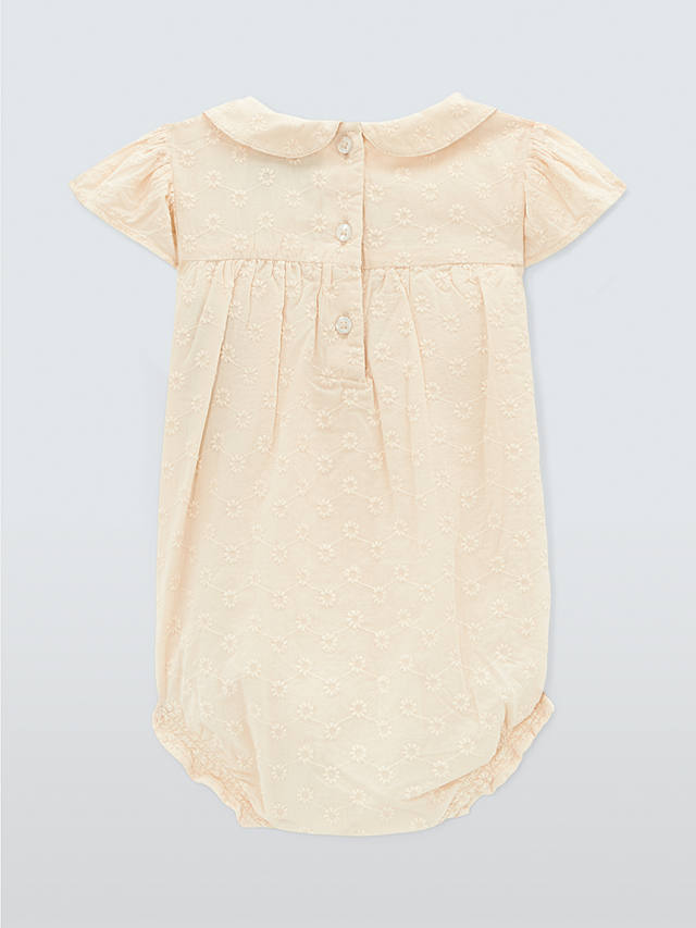 John Lewis Heirloom Collection Baby Cotton Textured Romper, Natural Sand