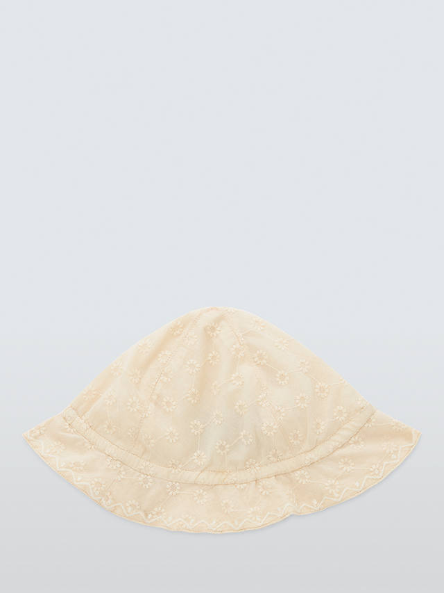 John Lewis Heirloom Collection Baby Cotton Broderie Sun Hat, Off White