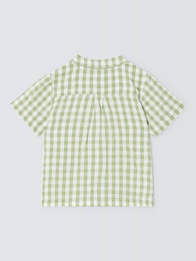 John Lewis Heirloom Collection Baby Cotton Gingham Shirt, Green