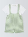 John Lewis Heirloom Collection Baby T-Shirt and Gingham Short Dungarees Set